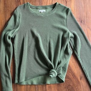 Madewell Long Sleeve Knotted Olive Top